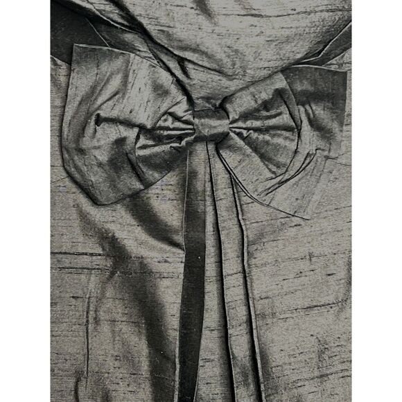 Ann Taylor Shantung Silk Bow Dress Sz 10 Black Strapless Zip Bow Party Cocktail - Picture 3 of 9